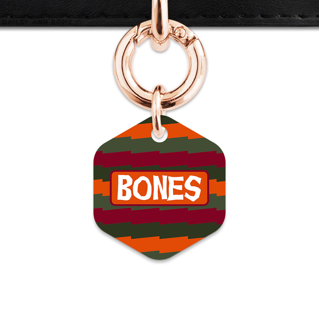 Green And Orange Spooky Stripes Pet ID Tag