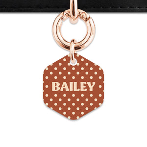 Brown And Beige Polka Dots Pet ID Tag