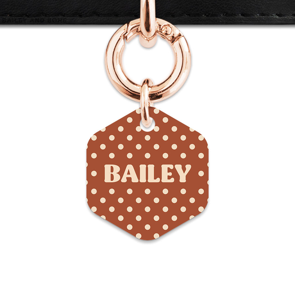 Brown And Beige Polka Dots Pet ID Tag