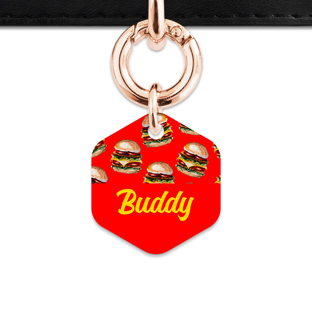 Burger Pattern Pet ID Tag