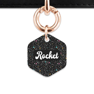 Black Pastel Stars Pet ID Tag