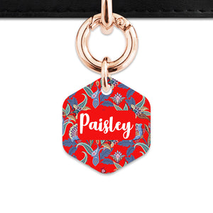 Red Paisley Pattern Pet ID Tag