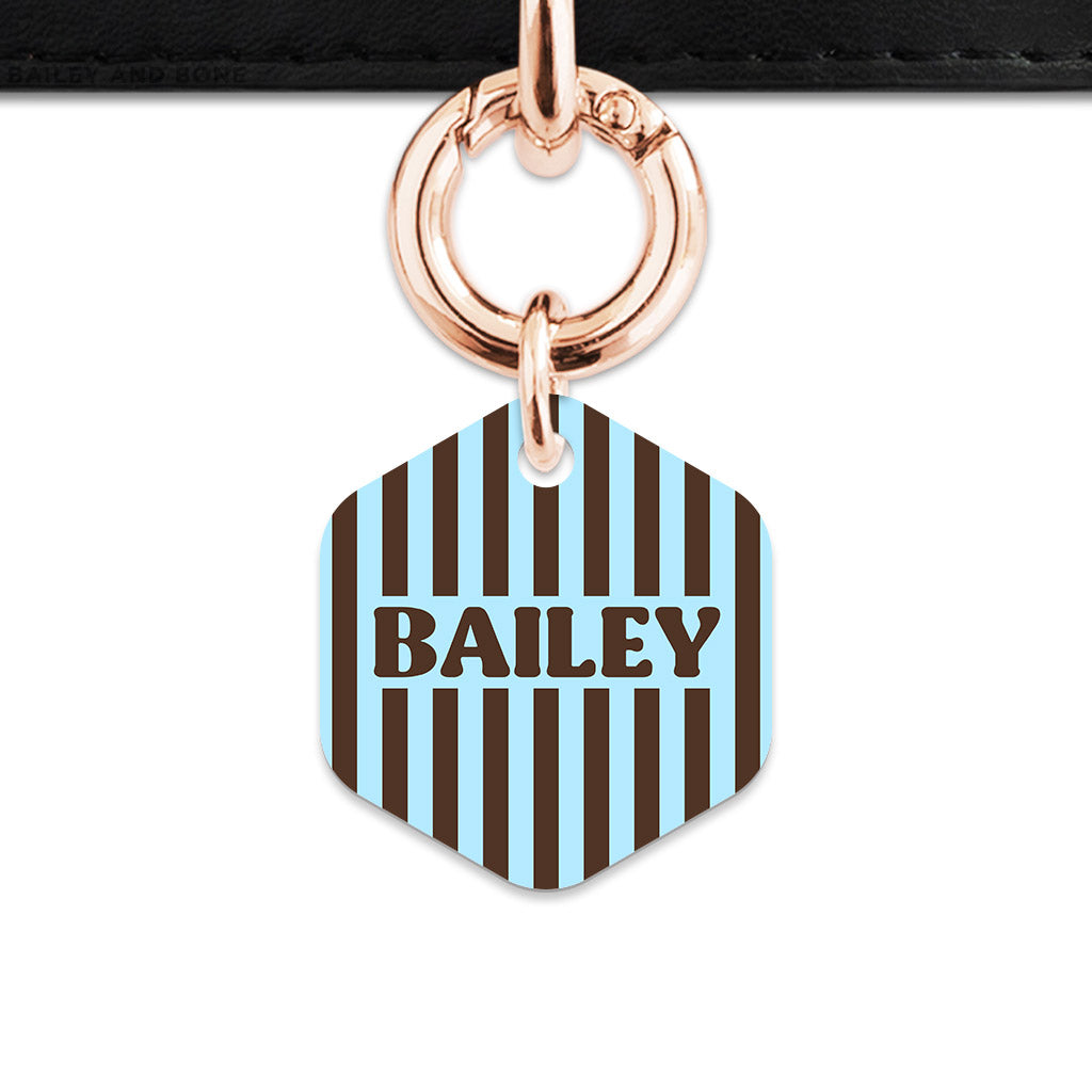Blue And Brown Stripes Pet ID Tag