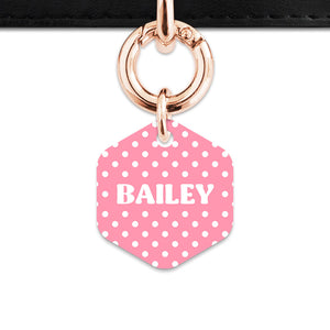 Pink And White Polka Dot Pet ID Tag