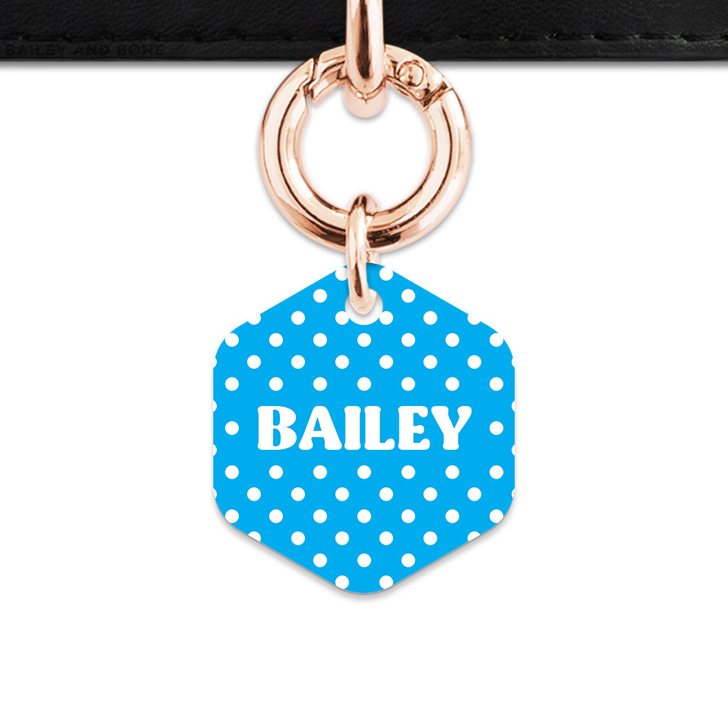Blue And White Polka Dots Pet ID Tag