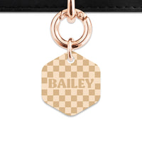 Beige And Tan Checkers Pet ID Tag