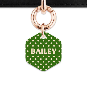 Green And Beige Polka Dots Pet ID Tag