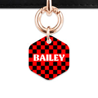 Black And Red Checkers Pet ID Tag
