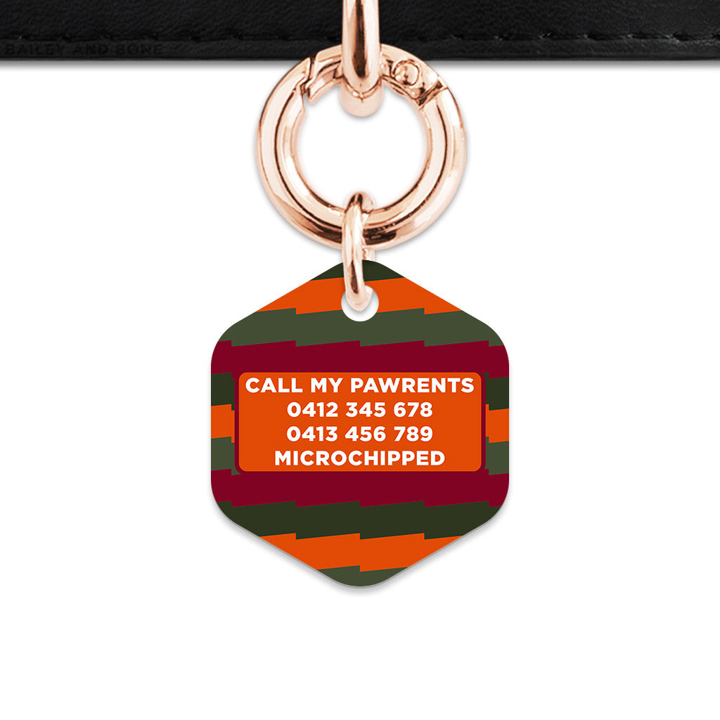 Green And Orange Spooky Stripes Pet ID Tag