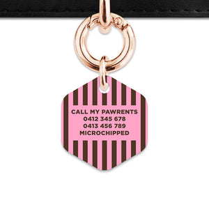 Pink And Brown Stripes Pet ID Tag