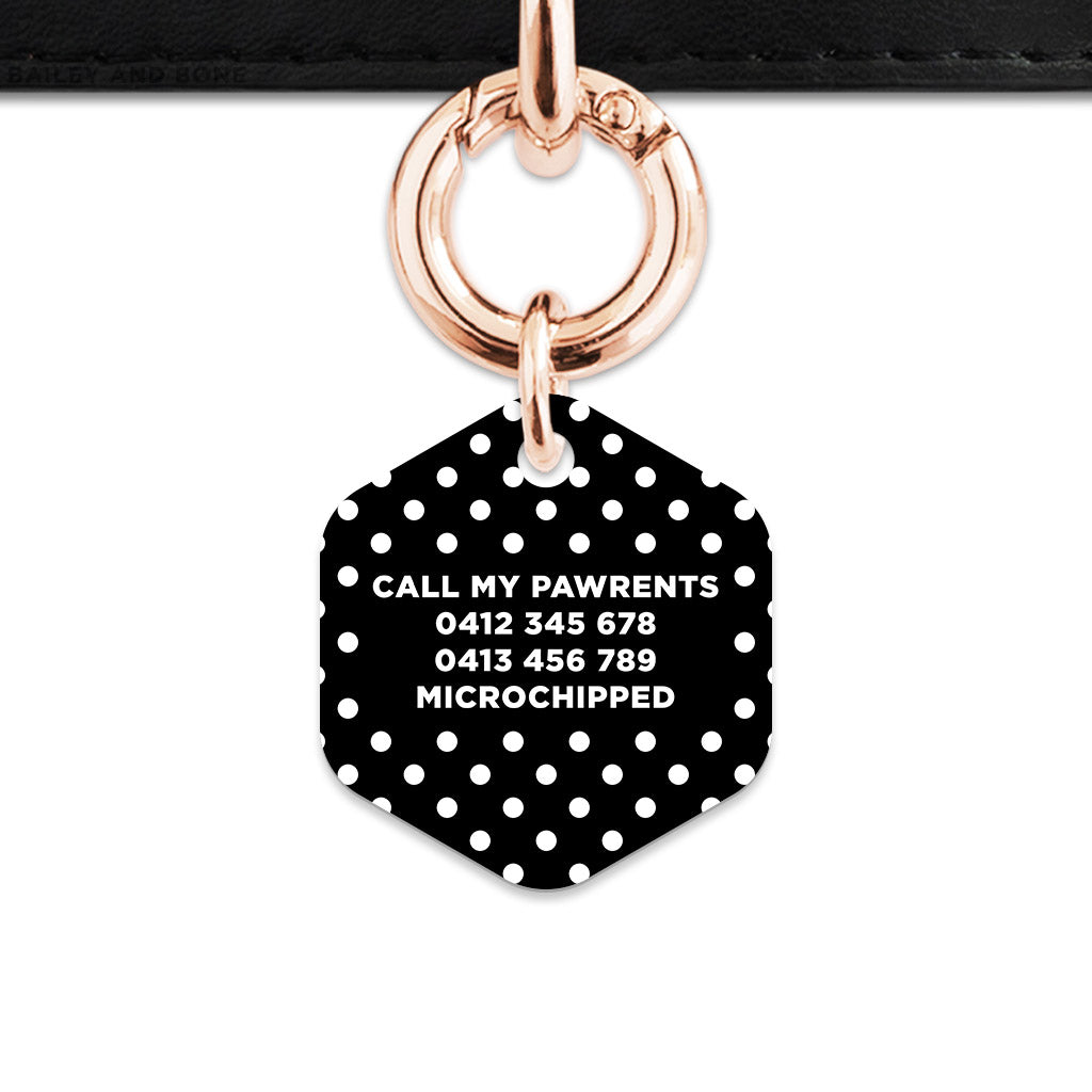 Black And White Polka Dots Pet ID Tag