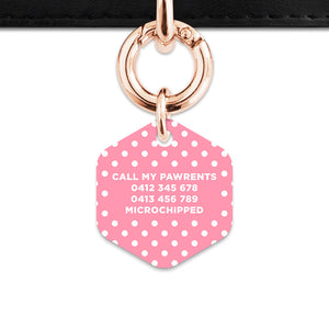 Pink And White Polka Dot Pet ID Tag