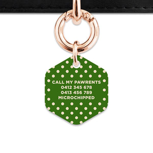 Green And Beige Polka Dots Pet ID Tag
