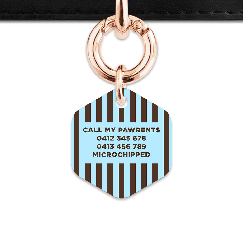 Blue And Brown Stripes Pet ID Tag