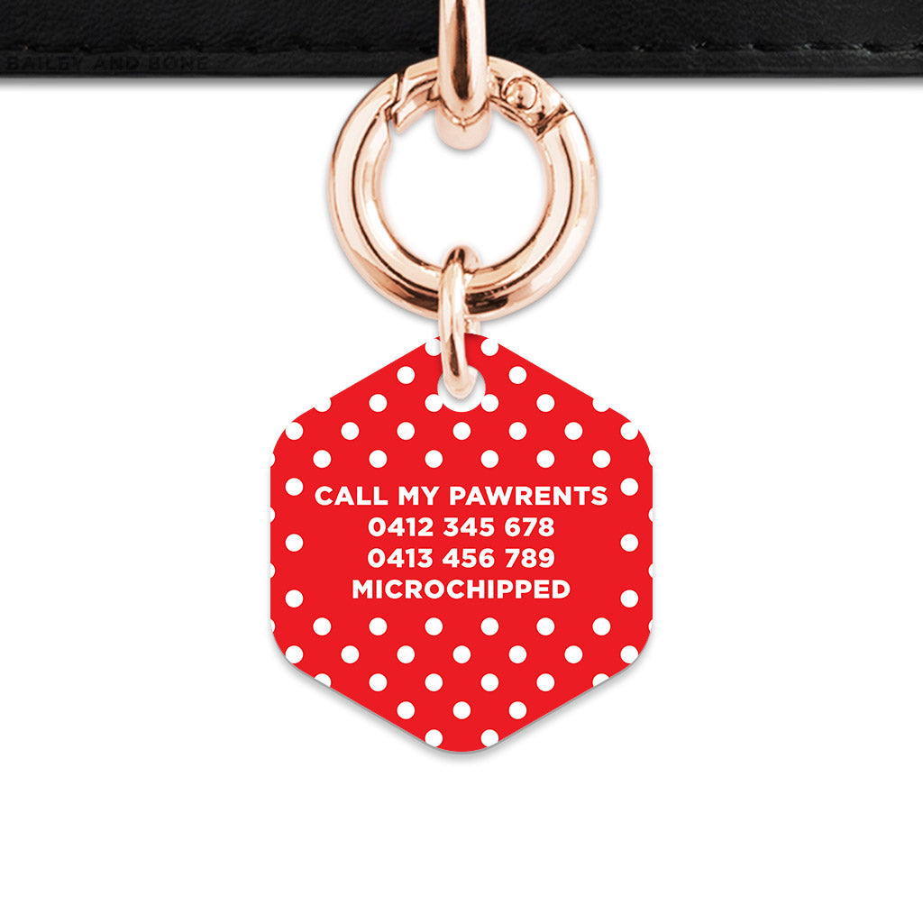 Red And White Polka Dots Pet ID Tag