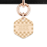Beige And Tan Checkers Pet ID Tag