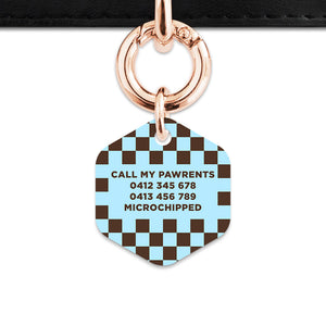 Blue And Brown Checkers Pet ID Tag
