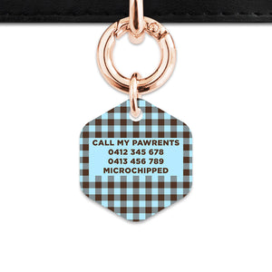 Blue And Brown Gingham Pet ID Tag