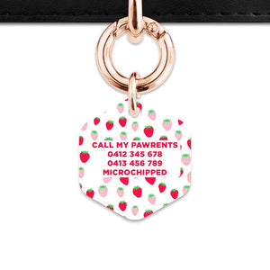 Pink And Red Strawberries Pet ID Tag