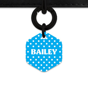 Blue And White Polka Dots Pet ID Tag