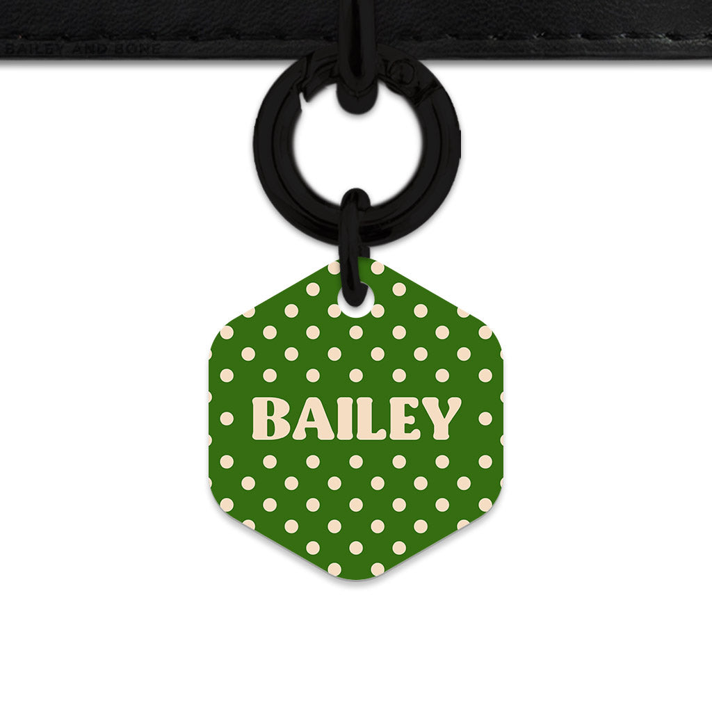 Green And Beige Polka Dots Pet ID Tag