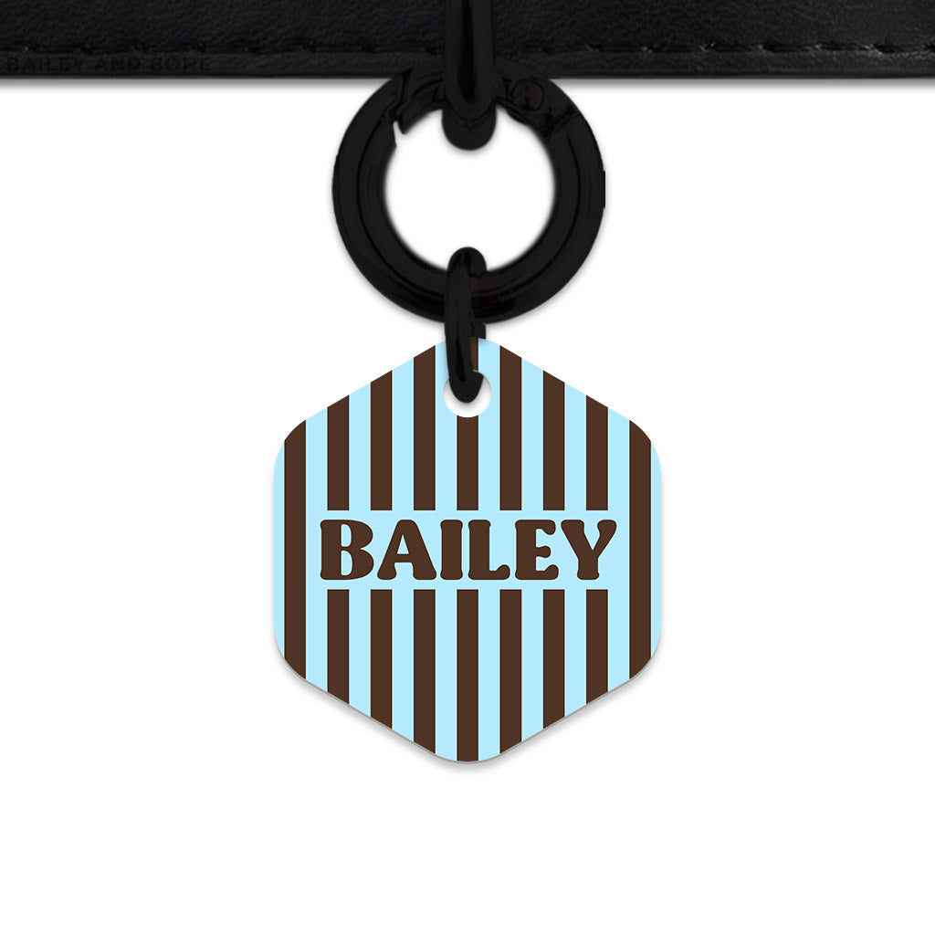 Blue And Brown Stripes Pet ID Tag