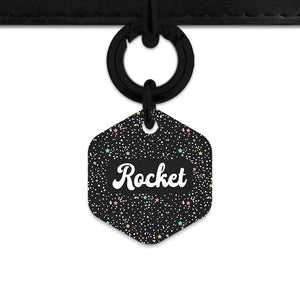 Black Pastel Stars Pet ID Tag