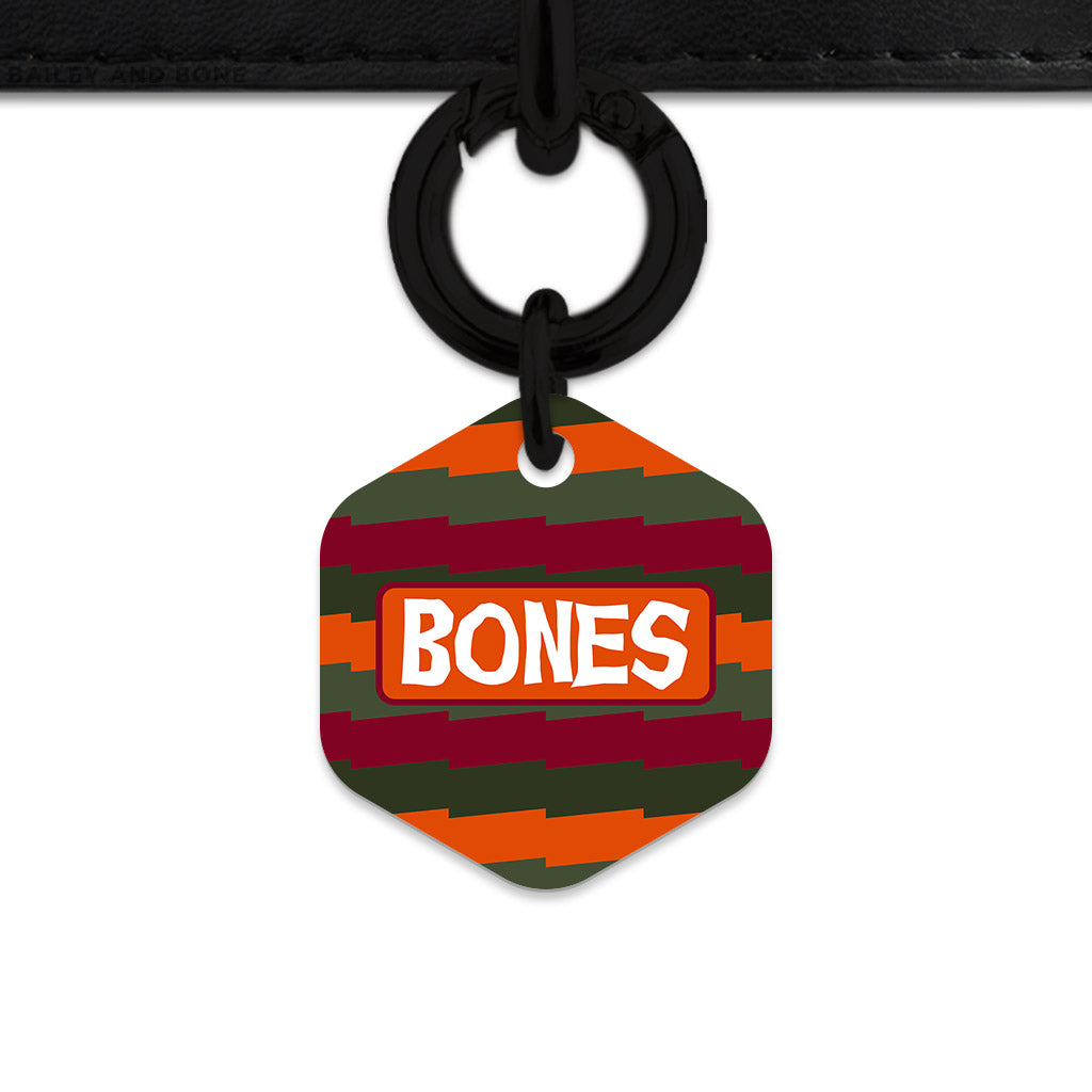 Green And Orange Spooky Stripes Pet ID Tag