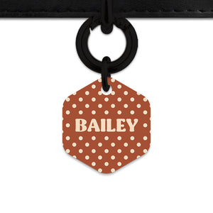 Brown And Beige Polka Dots Pet ID Tag