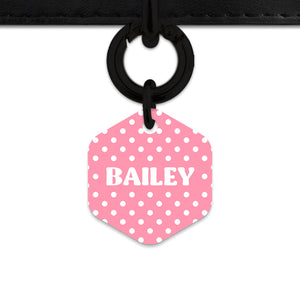Pink And White Polka Dot Pet ID Tag