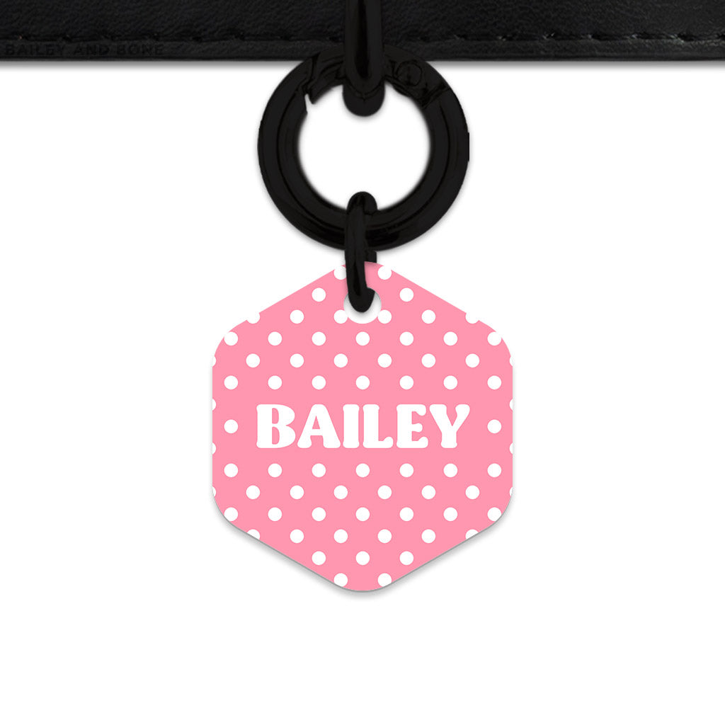 Pink And White Polka Dot Pet ID Tag