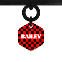 Black And Red Checkers Pet ID Tag