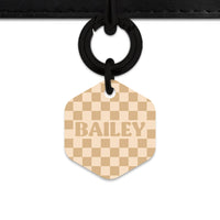 Beige And Tan Checkers Pet ID Tag