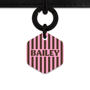 Pink And Brown Stripes Pet ID Tag