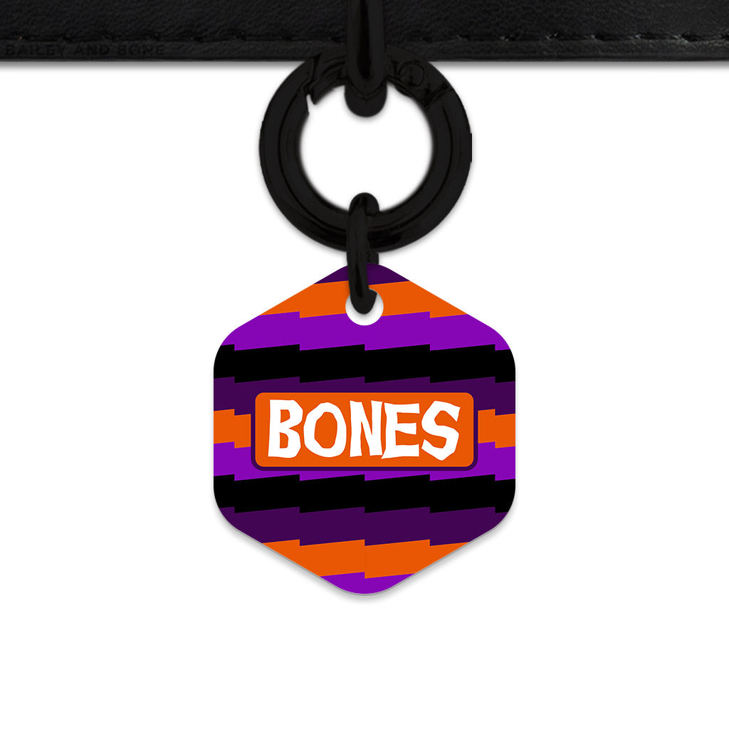 Purple And Orange Spooky Stripes Pet ID Tag