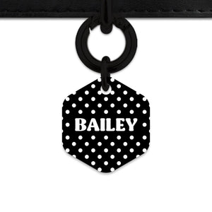 Black And White Polka Dots Pet ID Tag