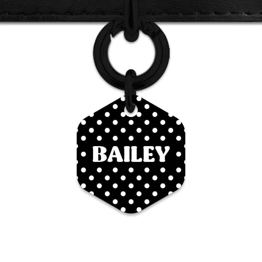 Black And White Polka Dots Pet ID Tag