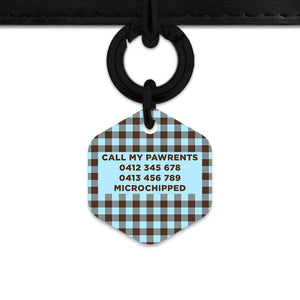 Blue And Brown Gingham Pet ID Tag