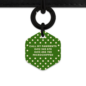 Green And Beige Polka Dots Pet ID Tag