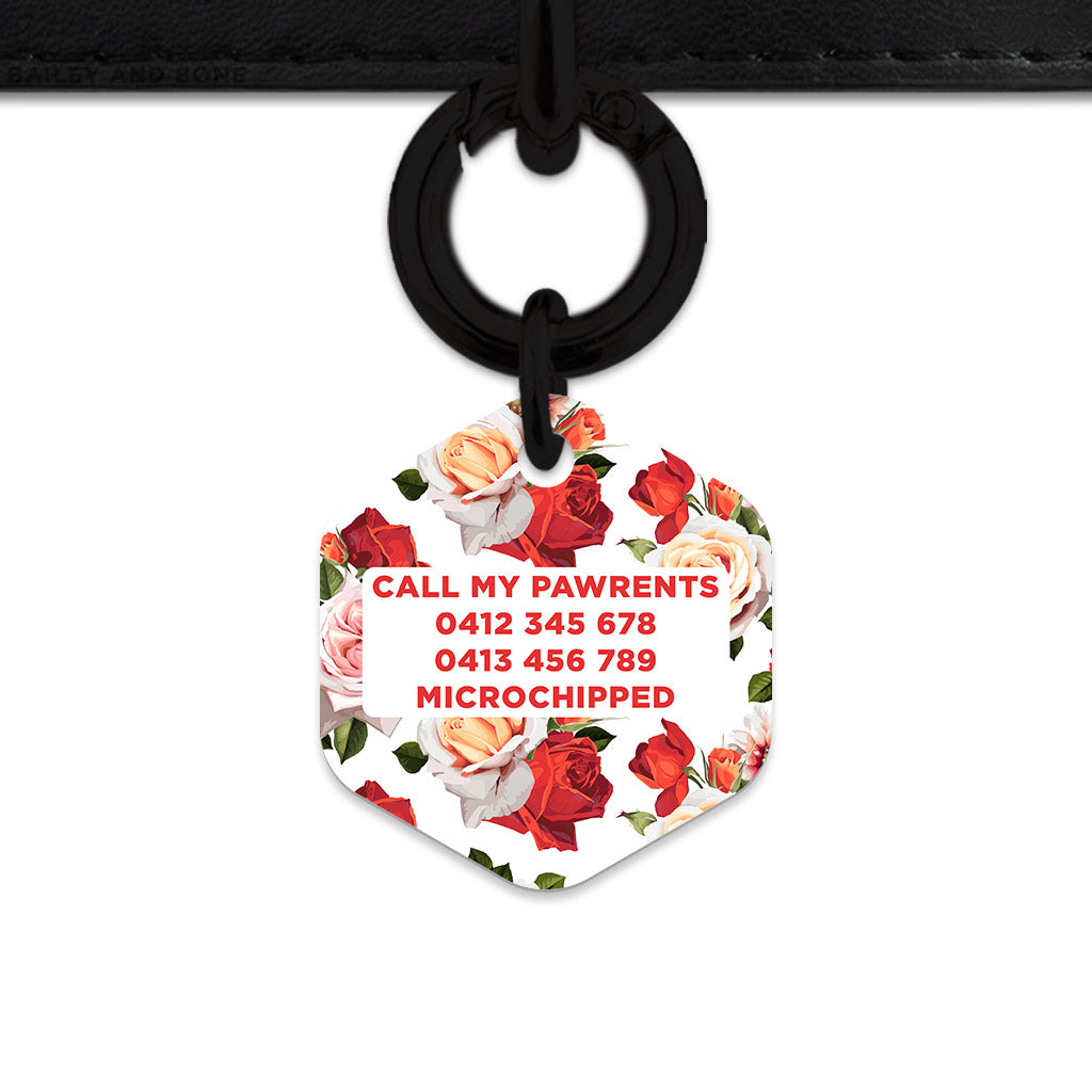 Red And White Roses Pet ID Tag