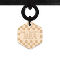 Beige And Tan Checkers Pet ID Tag