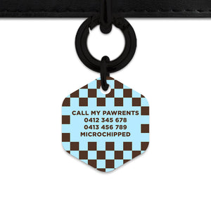 Blue And Brown Checkers Pet ID Tag