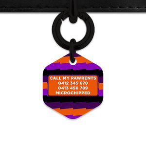 Purple And Orange Spooky Stripes Pet ID Tag