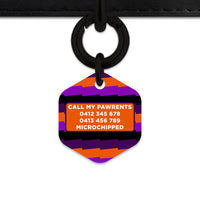 Purple And Orange Spooky Stripes Pet ID Tag