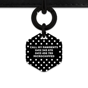 Black And White Polka Dots Pet ID Tag