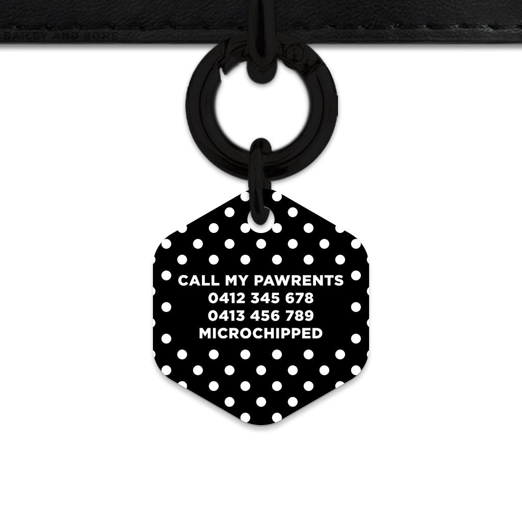 Black And White Polka Dots Pet ID Tag