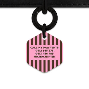 Pink And Brown Stripes Pet ID Tag