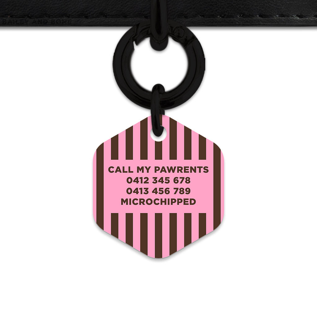 Pink And Brown Stripes Pet ID Tag