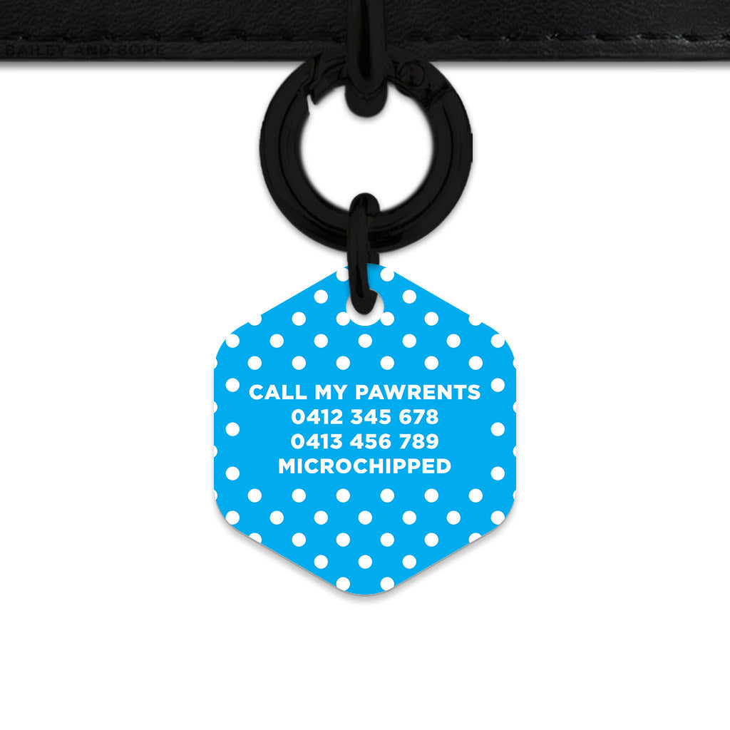 Blue And White Polka Dots Pet ID Tag