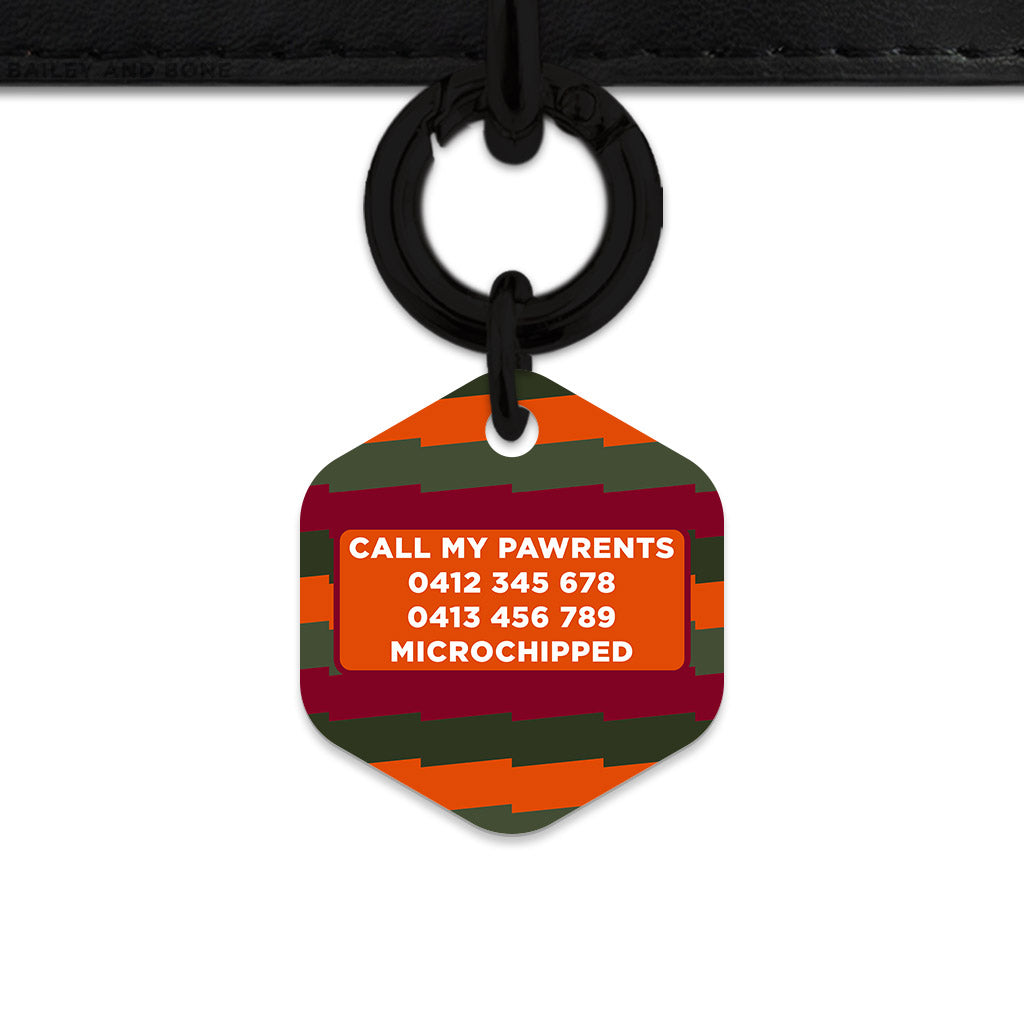 Green And Orange Spooky Stripes Pet ID Tag